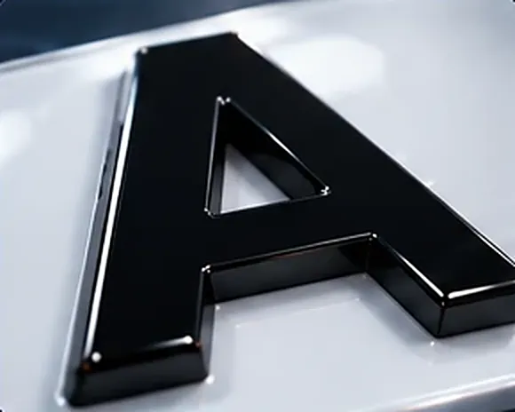 Close-up of a sharp, flat-topped 4D acrylic character