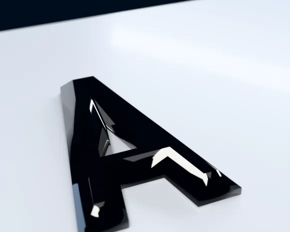Close-up of a bevel character with an angled, faceted edge
